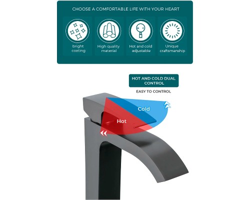Смеситель для раковины Gappo G07-9 G1007-89 Оружейная сталь