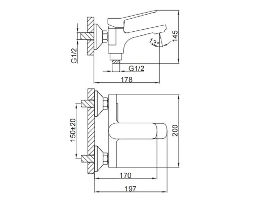 Смеситель для ванны Frap H62-9 F3262-9 Оружейная сталь