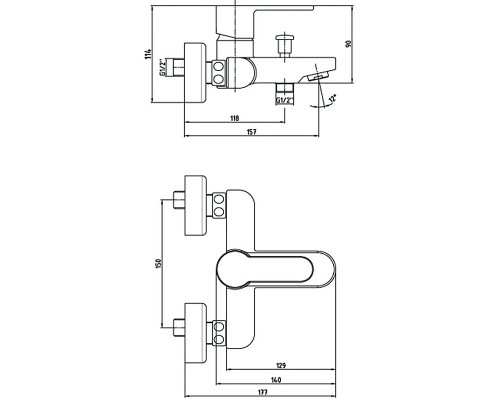 Смеситель для ванны E.C.A. Nita 102102475EX Хром