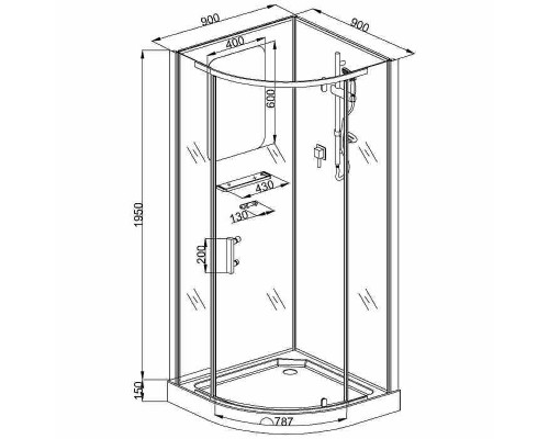 Душевая кабина Ceruttispa Korra 90х90 90T без гидромассажа