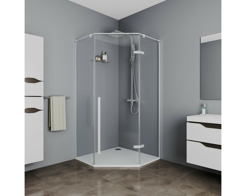 Душевой уголок Ceruttispa 100х100 C2AW профиль Белый стекло прозрачное
