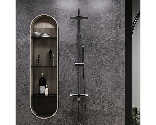 Душевая система Damixa Scandinavian Pure 936810300 с термостатом Черная матовая