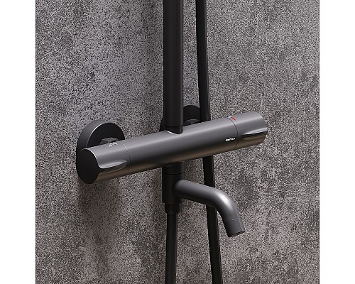 Душевая система Damixa Scandinavian Pure 936810300 с термостатом Черная матовая