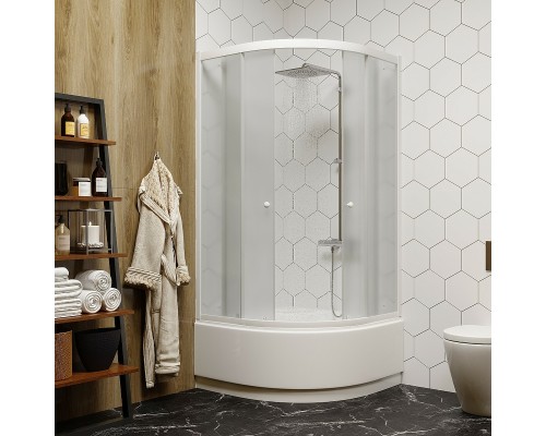 Душевой уголок Parly 90x90 ZF90 профиль Белый стекло матовое