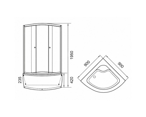 Душевой уголок Parly 90x90 ZF90 профиль Белый стекло матовое