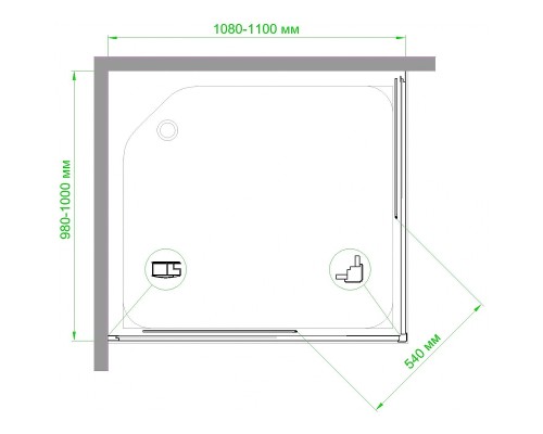 Душевой уголок Royal Bath HPD 110x100 RB1110HPD-C профиль Белый стекло матовое