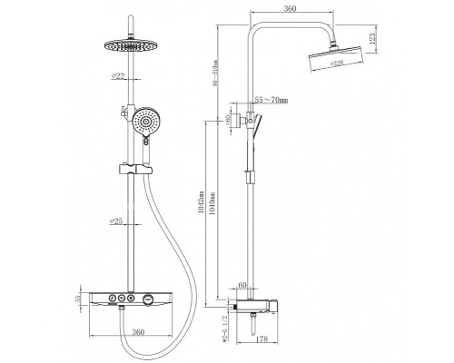 Душевая система Berges Morans 075002 Черная матовая
