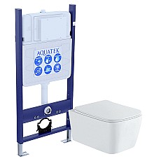 Комплект унитаза с инсталляцией Aquatek Либра New SET AQUATEK ЛИБРА N-14 cm с сиденьем Микролифт
