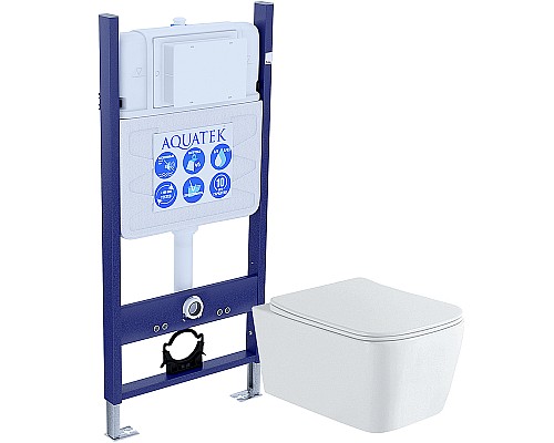 Комплект унитаза с инсталляцией Aquatek Либра New SET AQUATEK ЛИБРА N-14 cm с сиденьем Микролифт