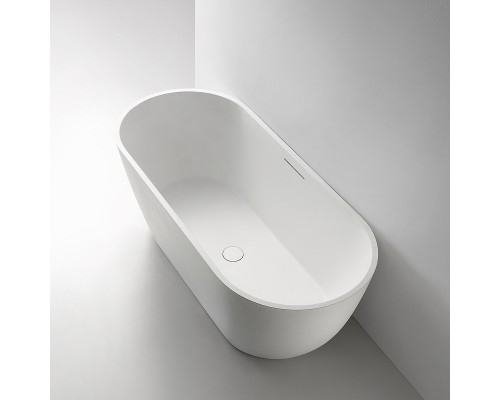 Ванна из искусственного камня Abber Frankfurt 170x75 AM9941 Белая матовая без гидромассажа