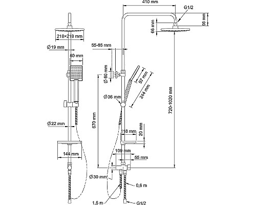 Душевая система Swedbe Calypso 5065 Хром