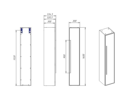 Шкаф пенал La Fenice Terra 30 FNC-05-TER-BG-30 подвесной Синий матовый