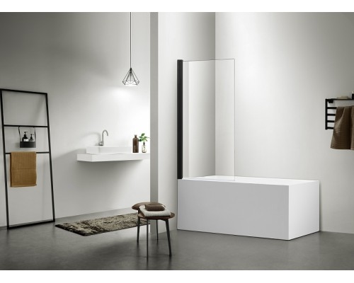 Шторка на ванну Aquatek 80х150 AQ DEL SBA 08015BL профиль Черный стекло прозрачное