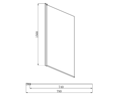 Шторка на ванну Aquatek 80х150 AQ DEL SBA 08015BL профиль Черный стекло прозрачное