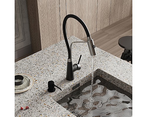 Смеситель для кухни WasserKRAFT A8417 Нержавеющая сталь Черный