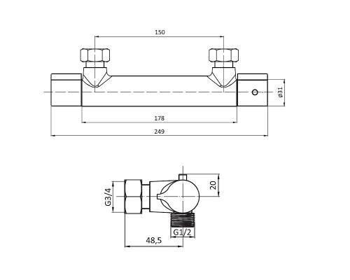 Смеситель для душа Damixa Jupiter 776000000 с термостатом Хром