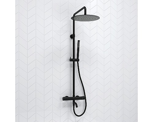 Душевая система WasserKRAFT A288.160.217.BM Thermo с термостатом Черная матовая