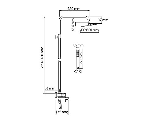 Душевая система WasserKRAFT A177.118.103.087.CH Хром