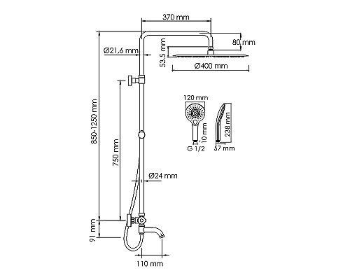 Душевая система WasserKRAFT A188.117.101.087.CH Thermo с термостатом Хром