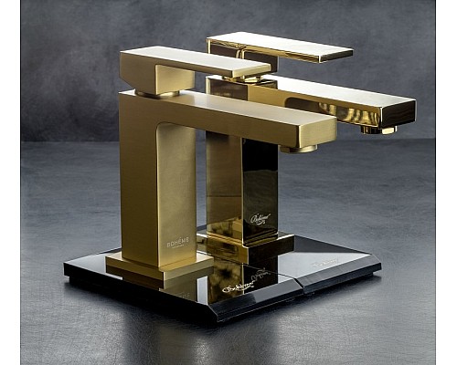 Смеситель для раковины Boheme Qubic 471-MG Золото матовое