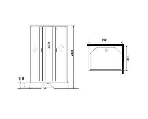 Душевая кабина Niagara Classic 90x70 NG-33974-14QBK без гидромассажа