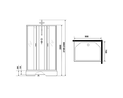 Душевая кабина Niagara Classic 90x70 NG-33974-14QBKT без гидромассажа