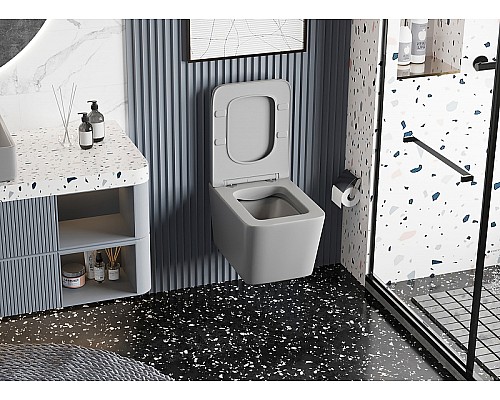 Унитаз Abber Rechteck AC1201MG подвесной Серый матовый с сиденьем Микролифт