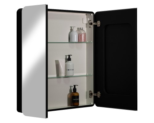 Зеркальный шкаф Reflection Black 760х850 RF2002BL с подсветкой Черный матовый