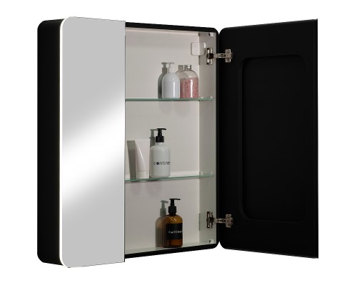Зеркальный шкаф Reflection Black 760х850 RF2002BL с подсветкой Черный матовый