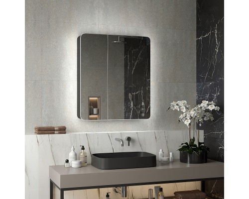 Зеркальный шкаф Reflection Black 760х850 RF2002BL с подсветкой Черный матовый