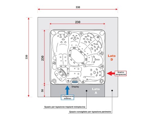 Бассейн Gruppo Treesse Rodas 230x230 PROD01BP с гидромассажем