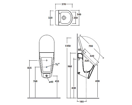 Писсуар Globo Forty3 FO030.BI подвесной Белый