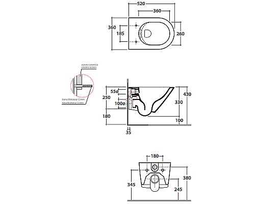Унитаз Globo Forty3 FOS07.BI подвесной без сиденья