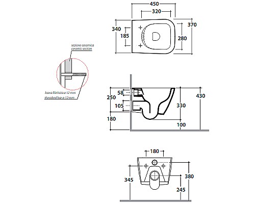 Унитаз Globo Stone STS07.BI подвесной без сиденья