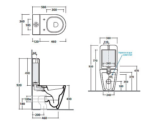 Унитаз компакт Globo Forty3 FO003.BI без бачка и сиденья