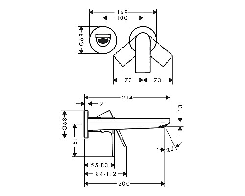 Смеситель для раковины Hansgrohe Rebris E 72568000 Хром