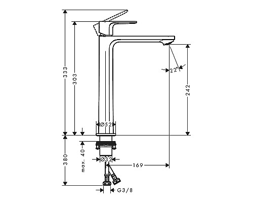 Смеситель для раковины Hansgrohe Rebris E 72583000 Хром