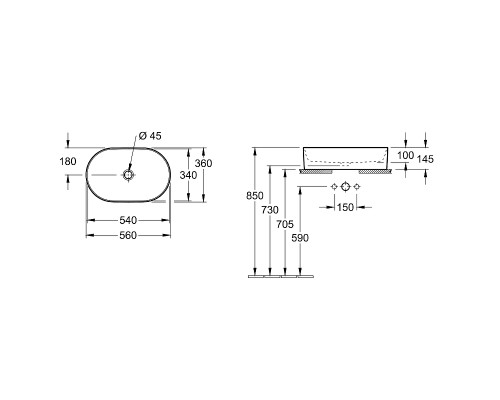 Раковина-чаша Villeroy&Boch Collaro 56 4A1956RW Stone White