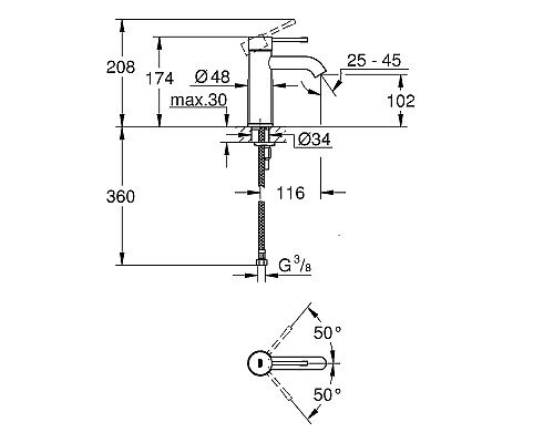 Смеситель для раковины Grohe Essence 24172KF1 Фантомный чёрный