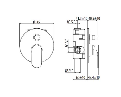 Смеситель для душа Gattoni H2Omix7000 7003470C0.CH Хром