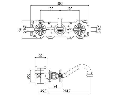 Смеситель для раковины Gattoni TRD TR105/18D0 Золото 24 карат