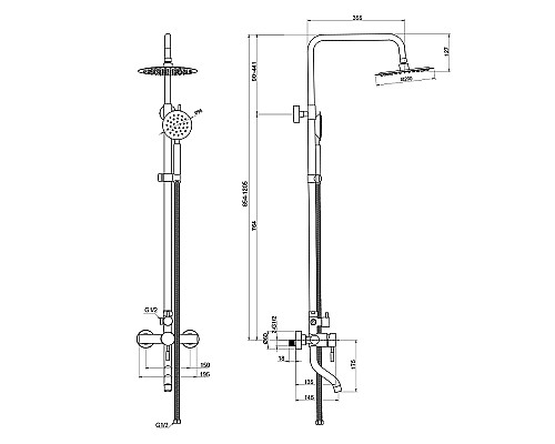 Душевая система Olive's Balear 13511BL Нержавеющая сталь