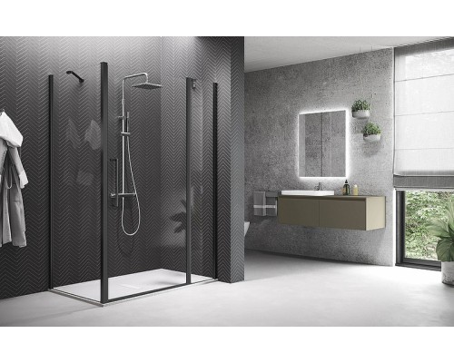 Душевая дверь Novellini Young 90 Y22P87-1H профиль Черный матовый стекло прозрачное