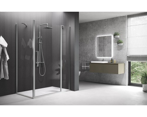 Душевая стенка Novellini Young 80 Y2F1B79-1K профиль Хром стекло прозрачное