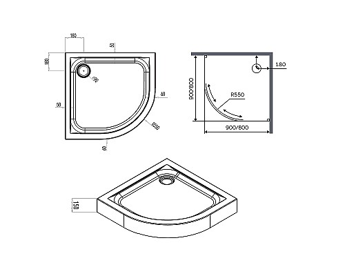 Акриловый поддон для душа AM.PM X-Joy 90x90 W88T-205-090W64 Белый