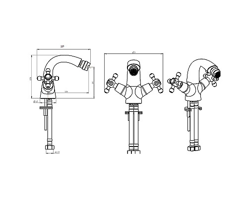 Смеситель для биде Boheme Royal Cristal 296-Royal/CRST black Золото