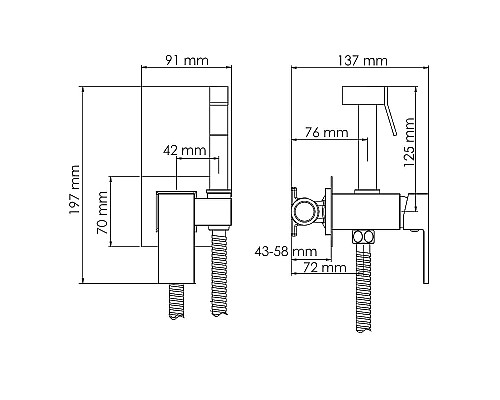 Гигиенический душ со смесителем WasserKRAFT A71838 Золото матовое