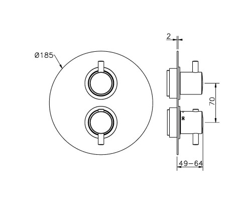 Смеситель для душа Cisal Less New LN01810040 с термостатом Черный матовый