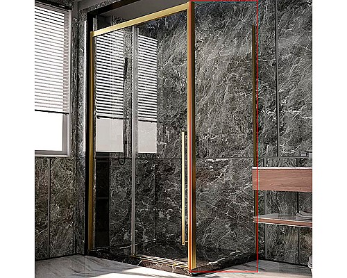 Душевая стенка Veconi Premium Trento SP-30G 100 SP30-G-100-01-C4 профиль Брашированное золото стекло прозрачное