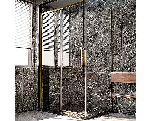 Душевая стенка Veconi Premium Trento SP-40G 80 SP40-G-80-01-C4 профиль Брашированное золото стекло прозрачное